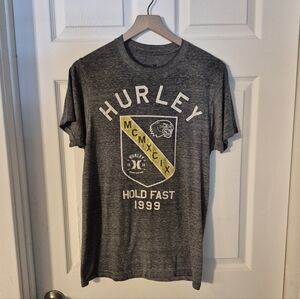 Men's Hurley Charcoal and Yellow Graphic Tee Sz M